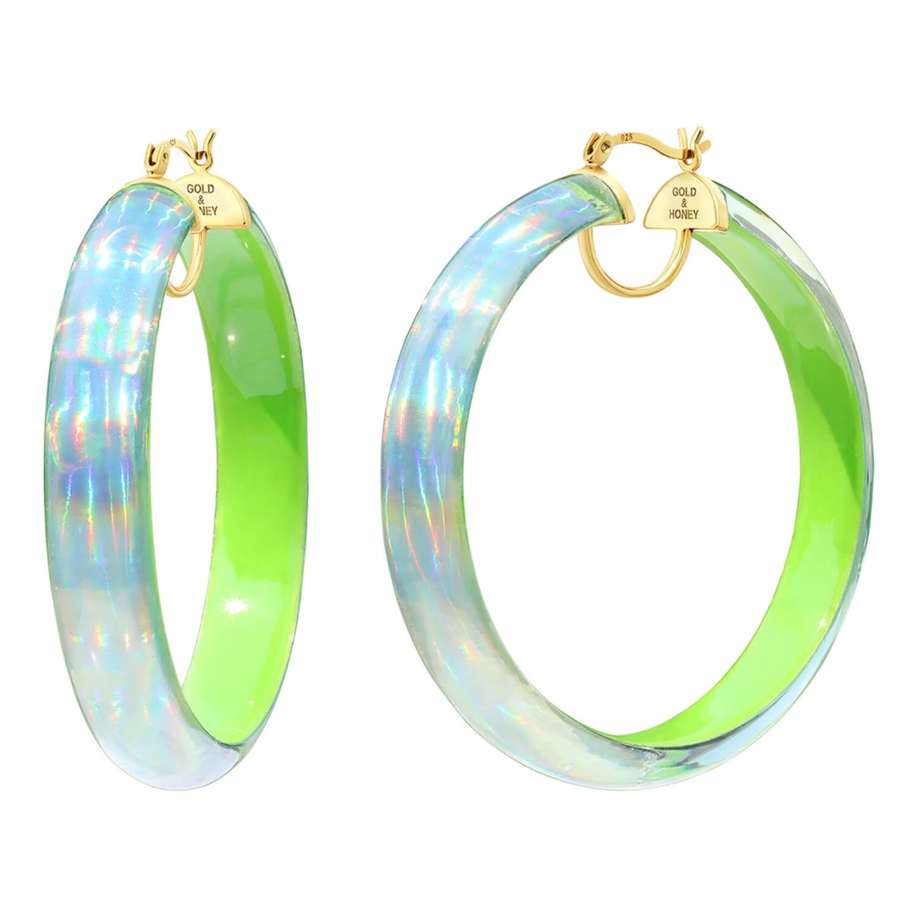 Large Green Iridescent Hoops